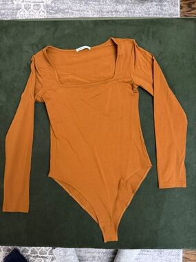 MANGOPOP Women's Square Neck Long Sleeve Bodysuit